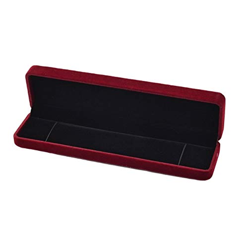 Insmartq Velvet Wedding Gift Fall Rectangle Halskette Schmuck-Box 21.5 * 5 * 2,5 cm (L * B * H) - 1PC weinrot Cover