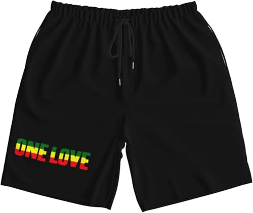 One Love with Rasta Mens Swim Trunks Quick Dry Board Shorts 7