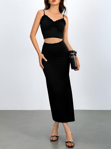 Women's Bodycon Maxi Skirt Casual High Elastic Waist Stretchy Going Out Skirts4