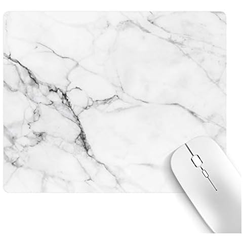 ROLEES HD Bright Colors Gaming Mousepad Office Mousepad Natural Eco Rubber Durable Computer Desk Stationery Accessories Mouse Pads for Gift Rectangle Mousepad Non-Slip Rubber (White Marble) Cover