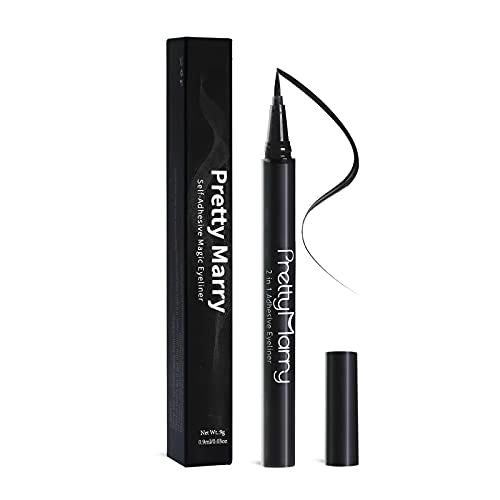 Pretty Marry Long Lasting Waterproof Gel eyeliner 2 in 1 Self-Adhesive Magic Liquid Eyelash-Black