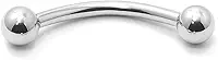 Piercing Curvo para Sobrancelhas e Rook em Aço Cirúrgico 1.2mm, Rosca Externa, Acabamento Polido, 3mm