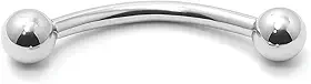 Piercing Curvo para Sobrancelhas e Rook em Aço Cirúrgico 1.2mm, Rosca Externa, Acabamento Polido, 3mm