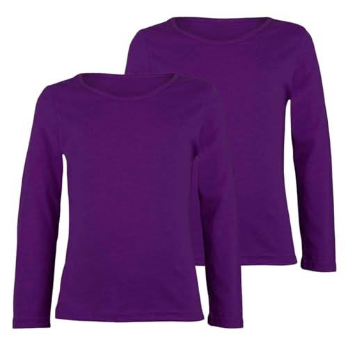 T-shirt manche longue enfant lot de 2 col rond en maille stretch premium