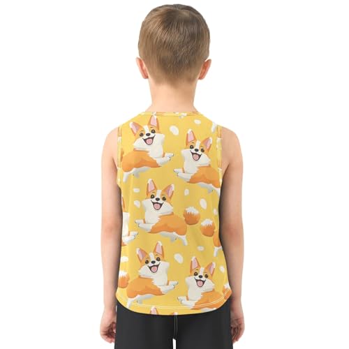 Boys' Tank Top Shirt Yellow Corgi Dogs Pattern Sleeveless T-Shirts3