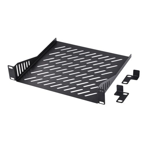 Image of GeeekPi DeskPi RackMate 1U Rack Shelf, 10 Inch, Black, Metal, Rack Mount, Compatible with Server, Audio, Video Equipment