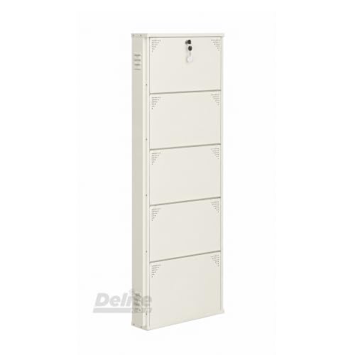 Image of DELITE KOM AIRO 24 inch 5 Shelf Metal Shoe Rack Wall Mounted for Home with Lock | Air-Vent Designer Panels Keep Shoes Odour-Free | Holds 15 Shoes or 25 Slipper Pairs | 1Yr Warranty | 67x24x5 Ivory | DIY