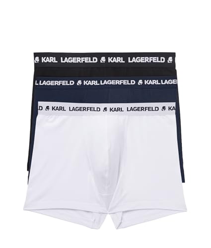 KARL LAGERFELD Hombre Logo Trunk Set (3 Pack) Negro/Blanco/Azul marino XS