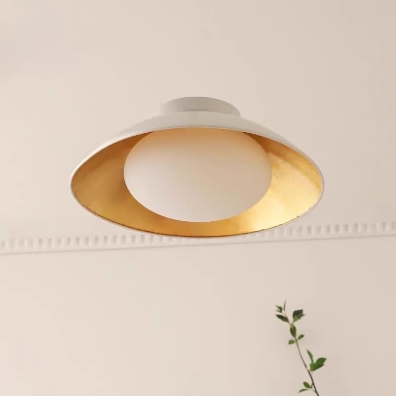 Plafonnier rond médiéval en verre lustre feuille d'or noir pour salon et bureau