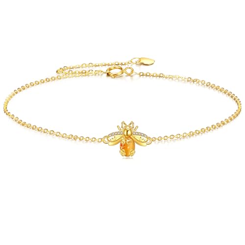 Image of DOVRAN 9K /10K /14K Gold Butterfly /Dragonfly /Hummingbird Bracelet for Women Real Yellow Gold Animal Bracelet Jewelry Birthday Gifts for Mom Wife