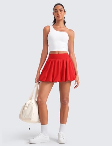 CRZ YOGA Bubble High Waisted Tennis Skirts for Women Casual Athletic Mini Ruffled Hem Balloon Skort with Side Pockets3