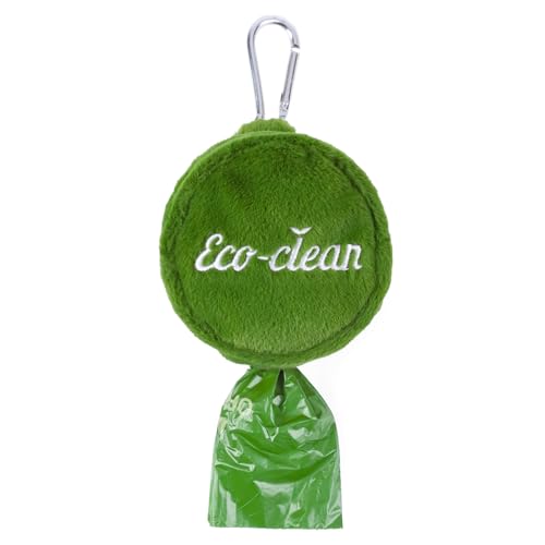 Image of Dog Poop Bag Holder, Cute Poop Bags Dispenser with Metal Clip, Doggie Waste Bag Dispenser for Leash, Green