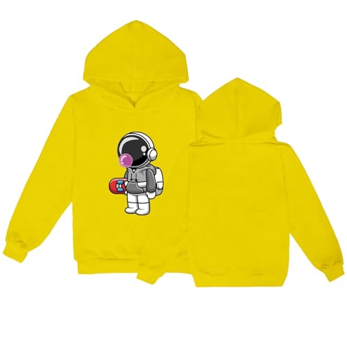 Kids Girl Boys Graphic Hoodies Toddler Long Sleeves Warm Sweatshirts Solid Color Leisure Pullover (Yellow, 13-14 Years)