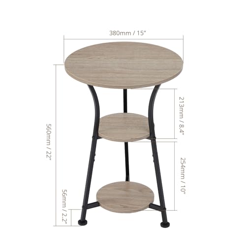 Dulcii Small Round End Table for Narrow & Small Spaces, 3 Tier Round Accent Table, Round Side Table Living Room,Small Round Nightstand Bedside Tables for Bedroom by dulcii - Image 3