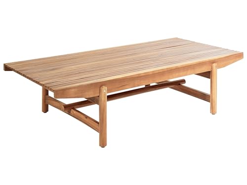 Beliani Garten Loungetisch Akazienholz 145 x 79 cm Heller Holzfarbton modern Giaveno
