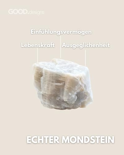 GD GOOD.designs Anti Stress Ring aus Mondstein Naturstein Perlen für Damen | Elastische Anxiety Rings - Fidget Ringe | Ringgröße 52-60