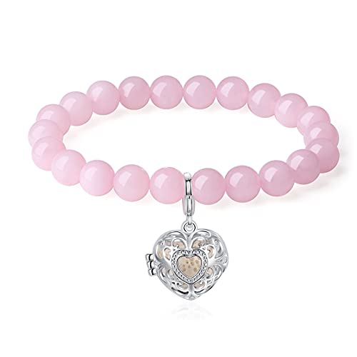 INFUSEU Anxiety Bracelets for Women Girls Aromatherapy Protection Jewelry - Paperclip Chain Bracelet, Healing Crystal Bead Stretch Bracelet