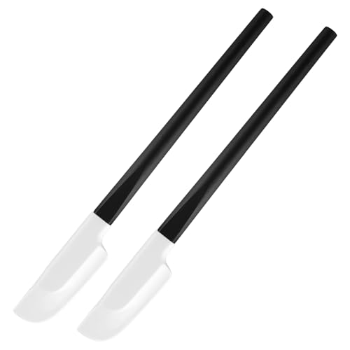 2 Stück Silikon Spatel Silikon Teigschaber Küche Silikonspachtel mit Holzgriff Klein Schmal Küche Silicone Löffel Kochen Silicone Schaber Klein Schmal für Backen Mischen Kochen Rührwerkzeuge-Schwarz