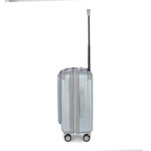 Image of SWISS MILITARY Polycarbonate Summit 360 Rotatable 8 Wheel 60cm Hard Trolley Luggage, Anti Theft Zip, TSA Lock, 15.6 inch Laptop Compartment, Expandable Storage Suitcase & Dust Cover Free Small Silver 62L