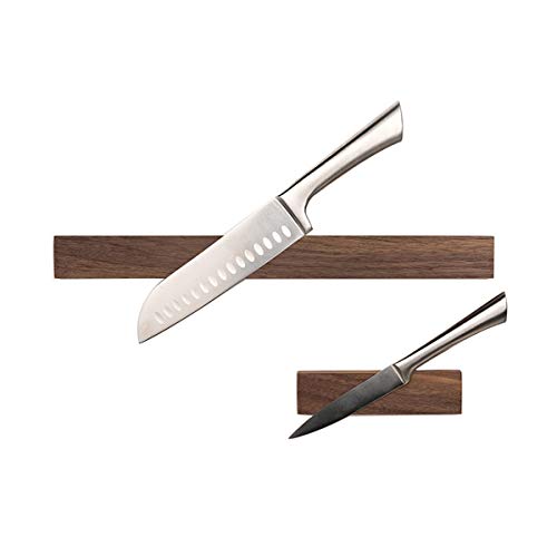 TentHome - Soporte Porta Cuchillos Magnetico de Cocina de Madera de Nogal FAS con imán de Pared, Lot(15cm+40cm)