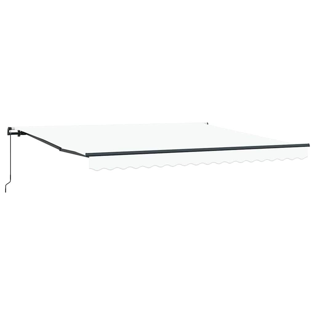 Manuelle Markise ausziehbar Weiß 400 x 300 cm Polyester Stahl Sonnensegel einziehbar für Terrasse Garten