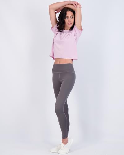 Image of Real Essentials 5 Pack: Women's Dry Fit Crop Top - Short Sleeve Crew Neck Stretch Athletic Tee (Available in Plus Size)
