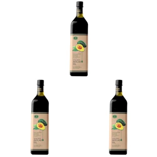 Image of Black and Green Extra Virgin Cold Press Multipurpose Avocado Cooking Oil Bottle (1000 ml) (Pack of 3)