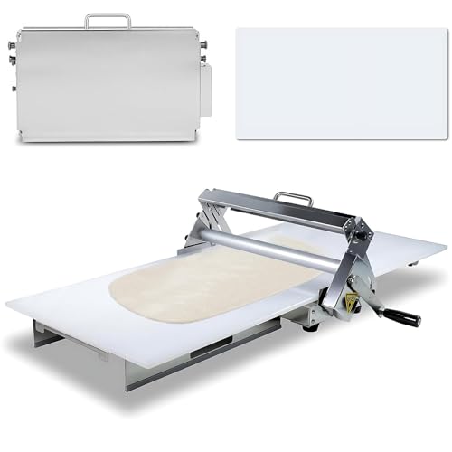 手回し折りたたみ式生地シーター、ステンレス製手動折りたたみ式生地ローラー、シーターボード付き、厚さ調節可能、業務用ペストリーローラー、ベーカリー、ピザ、クロワッサン用(S)