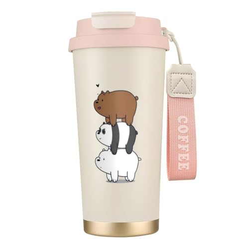 ぼくらベアベアーズ 真空断熱 マグカップ ステンレス製 真空蓋付 携帯マグ 保温・保冷 簡単開閉 500ml スライド蓋付き 直接ドリップ コンビニマグ アウトドア 釣り/遠足/登山