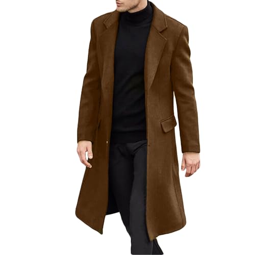 Letuwj Men's long windbreaker tweed coat men's tweed jacket