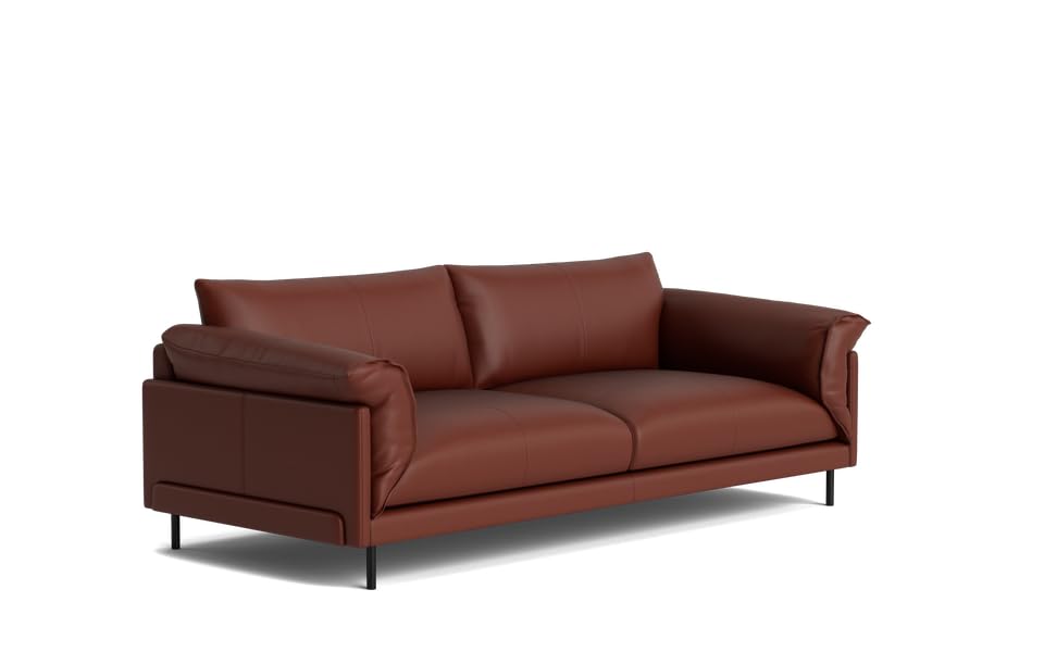 Image of LEGACY OF COMFORT Zola 3 Seater Sofa Three Seater Sofa Leather for Living Room Hotels and Offices (Saddle Brown)
