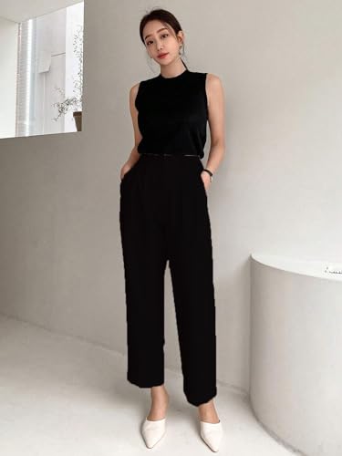 Image of KOTTY Women's Cotton Blend Cross Pocket Solid Trousers