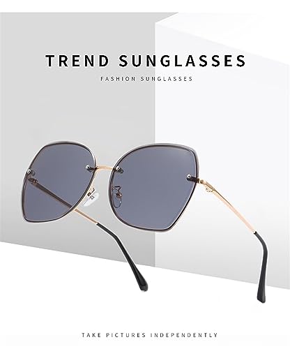 FHKQMLFQ-Woman Fashion Rimless Sunglasses Outdoor Metal UV400 Sunglasses Gift4