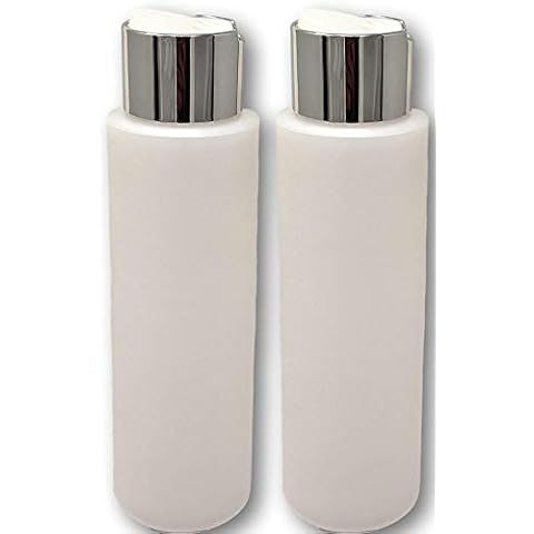 2 Pack Refillable 16 Ounce HDPE Squeeze Bottles With"Stand On The Cap" Dispenser Tops-Great For Lotions, Shampoos, Conditioners and Massage Oils From Earth's Essentials (WHITE & CHROME CAP) Cover