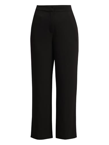 Image of VERO Moda Women's Relaxed 'Desk-to-Dinner' Straight Fit High Rise Stretch Formal Trousers | Formal Pants for Women