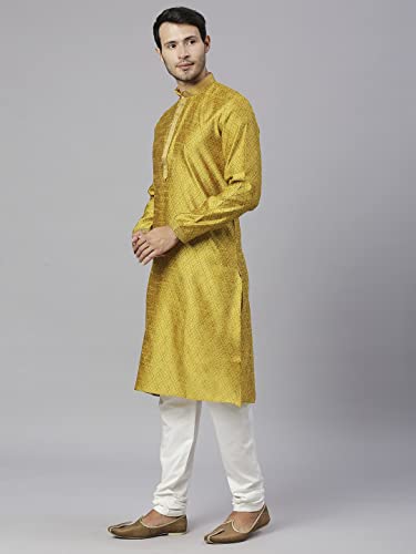 Image of Rajubhai Hargovindas Men's Jacquard Work Kurta Set