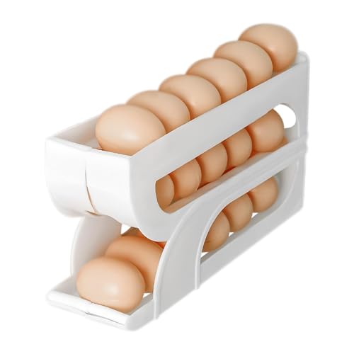 Contenedor De Huevos Para Refrigerador Hueveras Para Frigorífico Dispensador Huevos Nevera 3 Niveles Porta Huevos Rodante Soporte Para Huevos Rodante Para Refrigerador 28x7x13,5cm