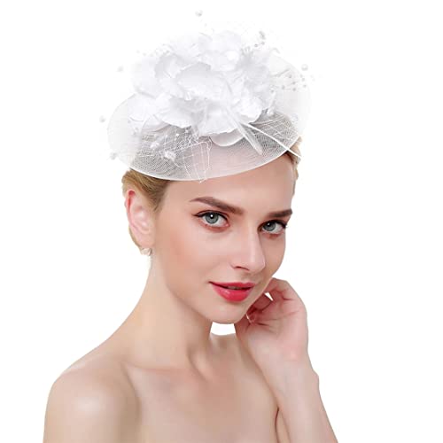 Serre-tête en maille fleurie et plumes pour femme élégante