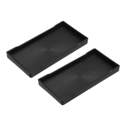 QUARKZMAN 2 Piezas Bandeja de Servicio Pequeña Negra Mini Bandeja 4 x 8 Bandejas Rectangulares de Plástico Decorativas de Madera para Desayuno Cocina Baño