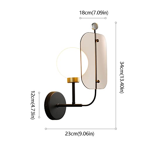 Lámparas de pared de metal con difusor de vidrio antirreflejos 7