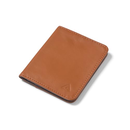 Image of Allett Hybrid Card Wallet, Hazel Brown | Leather, RFID Blocking, Vertical Layout | Minimalist, Bifold, Card Holder, Water Resistant, Thin, Front Pocket | Holds 3-10+ Cards, Cash