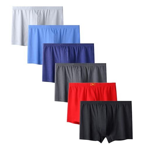 Men's Oversized Underwear L-8XL Big and Tall Plus Size Underpants Soft Cotton Loose Boxer Briefs (6-Pack)
