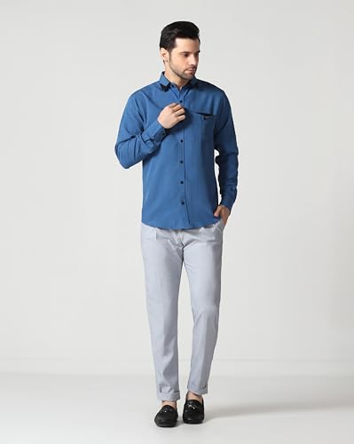 Image of TAGDO Men's Full Sleeve Shirt | Pocket Design and Spread Collar Shirt for Man (2054)