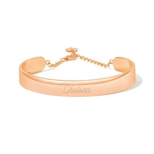 Custom Engraved Rose Gold Women's Bracelet, 5