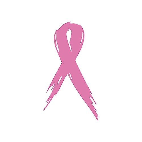Image of Breast Cancer Awareness Ribbon White Car Window Vinyl Decal Sticker 2.75 inch x 5 inch (Soft Pink)