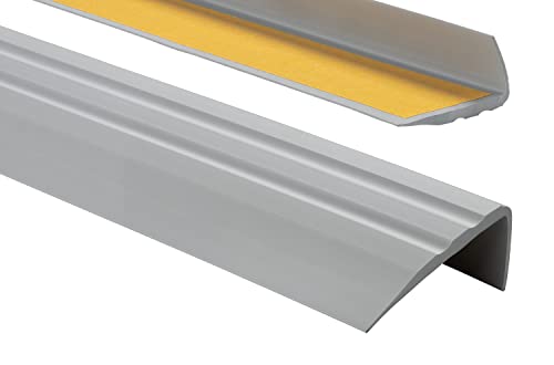 ProfiPVC Treppenkantenprofil PVC 50x25mm, 100 cm - Selbstklebend Winkelprofil Anti-Rutsch Treppenkante, Grau Cover
