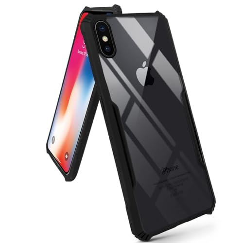 Image of Jkobi Hybrid Back Cover Case for Apple iPhone X (Shockproof with Polycarbonate Clear Panel | Professional Black)