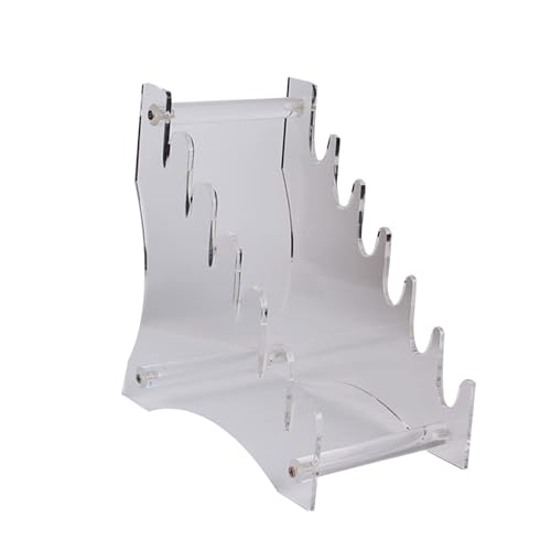 Soporte de exhibición de cuchillos de acrílico transparente con 6 ranuras para guardar bolígrafos para espectáculos de cocina