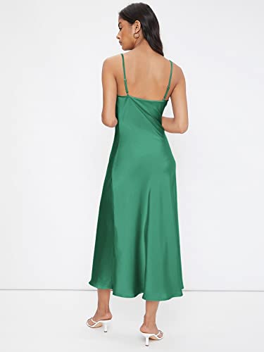 Image of Floerns Women's Spaghetti Strap Cowl Neck Long Slip Satin Silk Midi Dress
