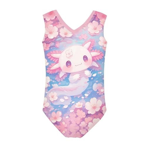 Image of Girls Cartoon Pattern One-Piece Swimsuits Sport Racer Swimwear Beach Bathing Suit, Size 5-14
